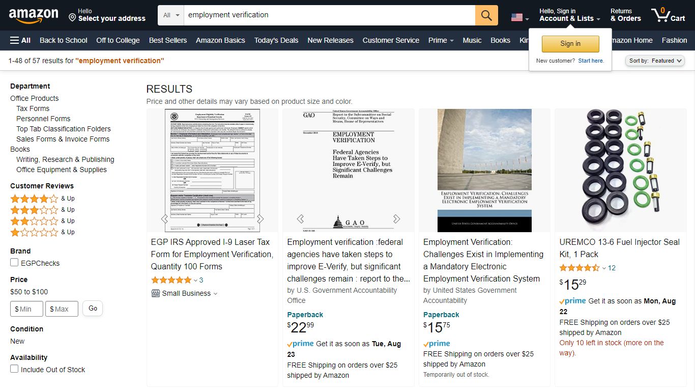 Amazon.com: employment verification